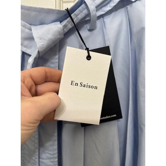 EN SAISON Abigail Midi Skirt Set Pleated Medium & Bralette Small Sky Blue NWT - Picture 7 of 10
